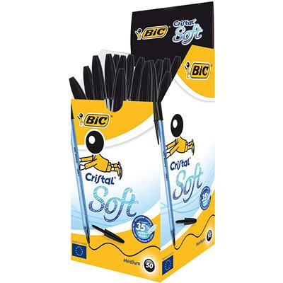 Image of BIC Cristal Soft Black Stick ballpoint pen Medium 50 pc(s)
