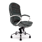 NAUTILUS Designs Santiago High Back Italian Leather Faced Synchronous Executive Chair With Integrated Headrest & Fixed Arms Black - DPA618KTAG/LBK DD