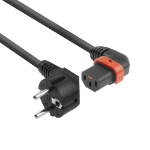 ACT Netsnoer CEE 7/7 male (haaks) - C13 IEC Lock (links haaks) zwart 1 m, EL447S
