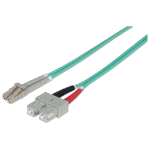 Intellinet Fiber Optic Patch Cable, OM3, LC/SC, 2m, Aqua, Duplex, Multimode, 50/125 µm, LSZH, Fibre, Lifetime Warranty, Polybag