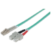 Intellinet Fiber Optic Patch Cable, OM3, LC/SC, 2m, Aqua, Duplex, Multimode, 50/125 µm, LSZH, Fibre, Lifetime Warranty, Polybag