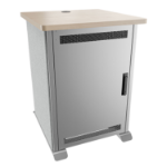 Middle Atlantic Forum ForumTM Side Cart Rack, 16RU, 27" Deep, Wilsonart® Kensington Maple, Magnesium Powdercoat, Silver Gray Felt