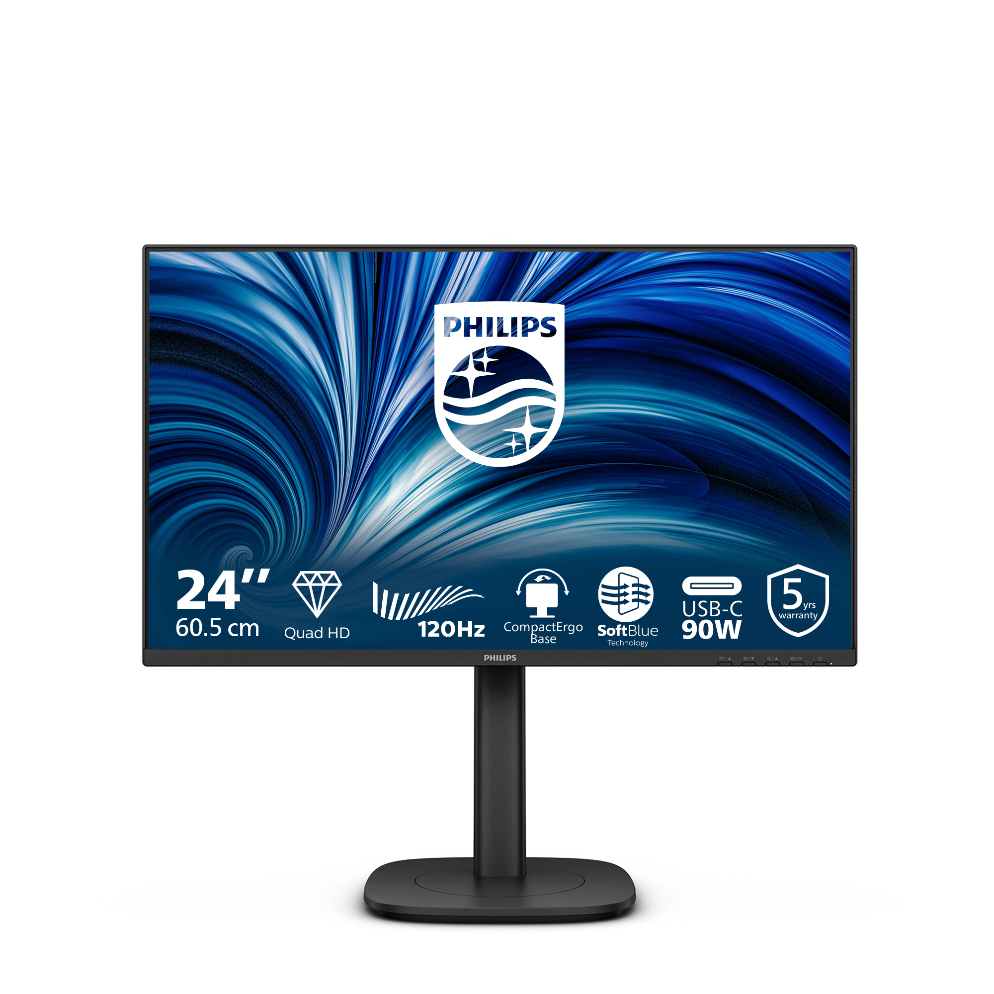 Philips Black 24B2u3601 Computer Monitor 60.5 Cm (23.8") 2560 X 1440 Pi