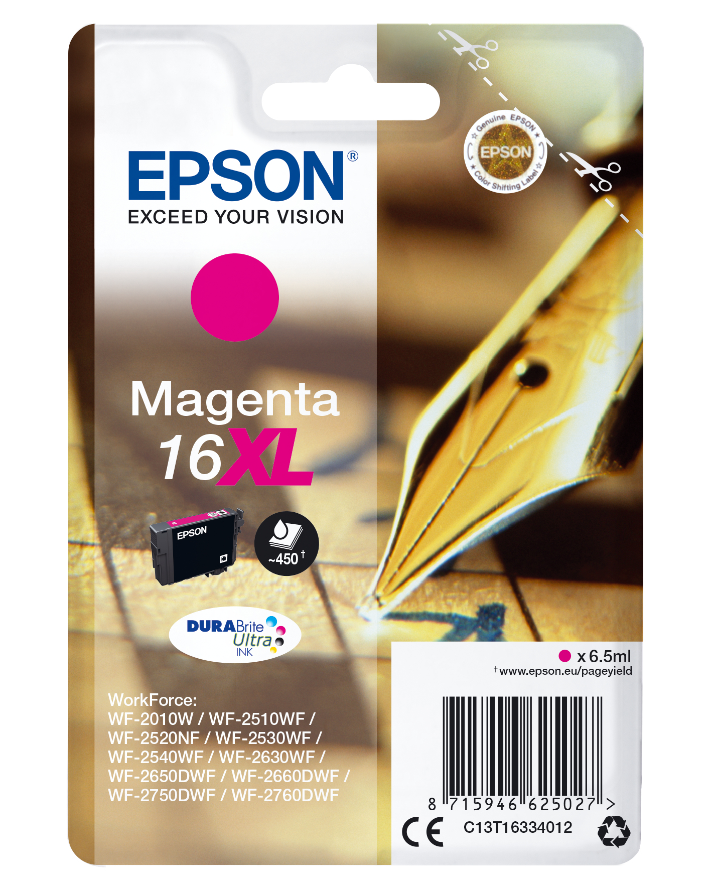 Image of Epson C13T16334012/16XL Ink cartridge magenta high-capacity XL,...