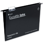 Rexel Crystalfile Extra Foolscap Suspension File 15mm Black (25)