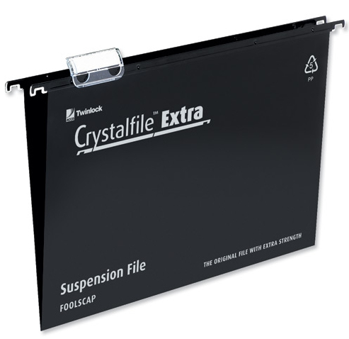Photos - File Folder / Lever Arch File Rexel Crystalfile Extra Foolscap Suspension File 15mm Black (25) 3000080 
