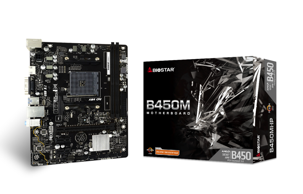 Image of Biostar B450MHP motherboard AMD B450 Socket AM4 micro ATX
