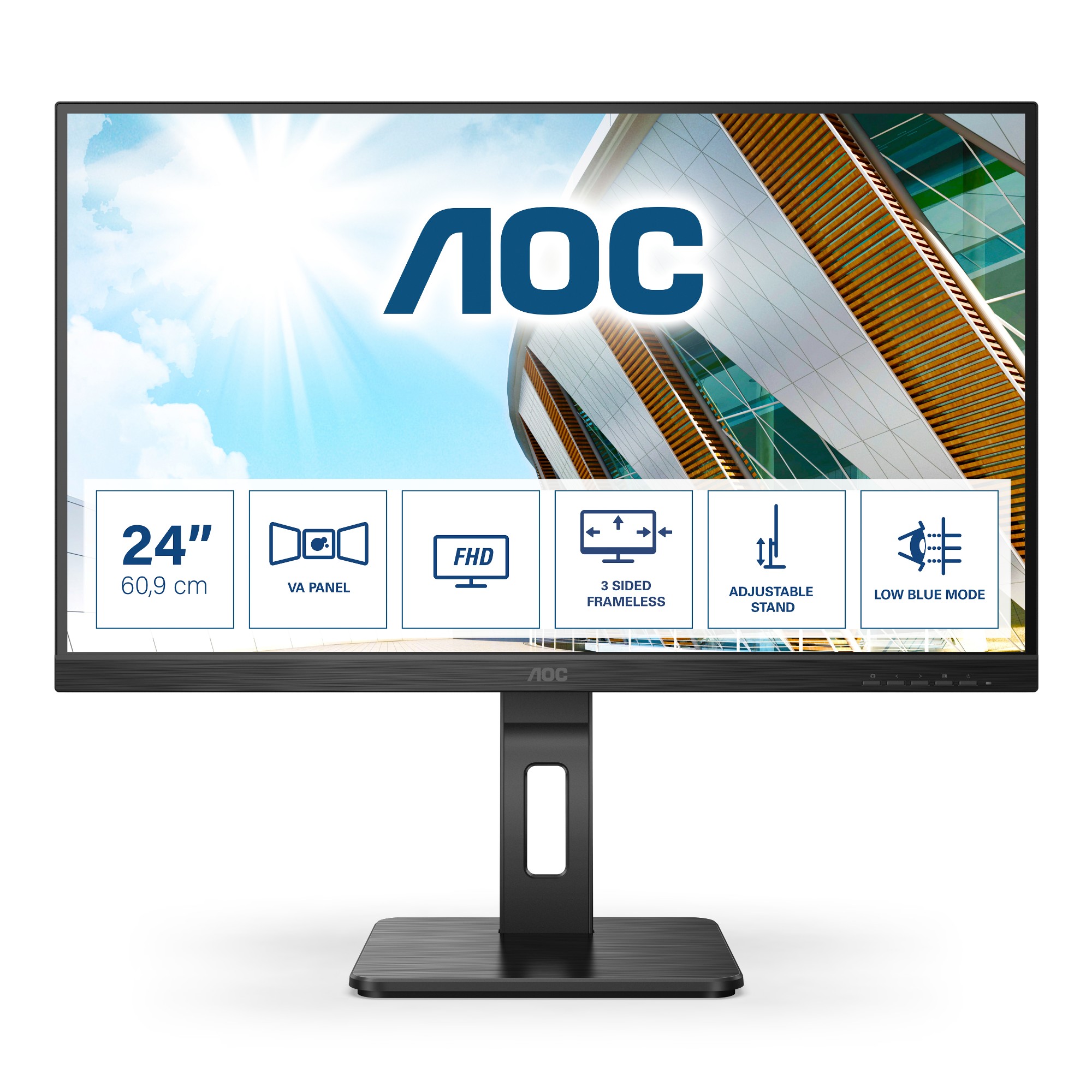 Screen size (inch) 23.8, Panel resolution 1920x1080, Refresh rate 75 Hz, Panel type VA, HDMI HDMI 1.4 x 1, Display Port DisplayPort 1.2 x 1, D-SUB (VGA) 1x, DVI 1x DVI-D, Sync technology (VRR) Adaptive Sync