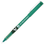 Pilot V5 Hi-Tecpoint Liquid Ink Rollerball Pen 0.5mm Tip 0.3mm Line Green (Pack 12)