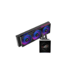 ASUS ROG Strix SLC IV 360 ARGB LCD with 5.08in IPS display AIO Q-Connector for clutter-free installation powerful pump and integrated triple ARGB fans with shortened tubing for a clean aesthetic