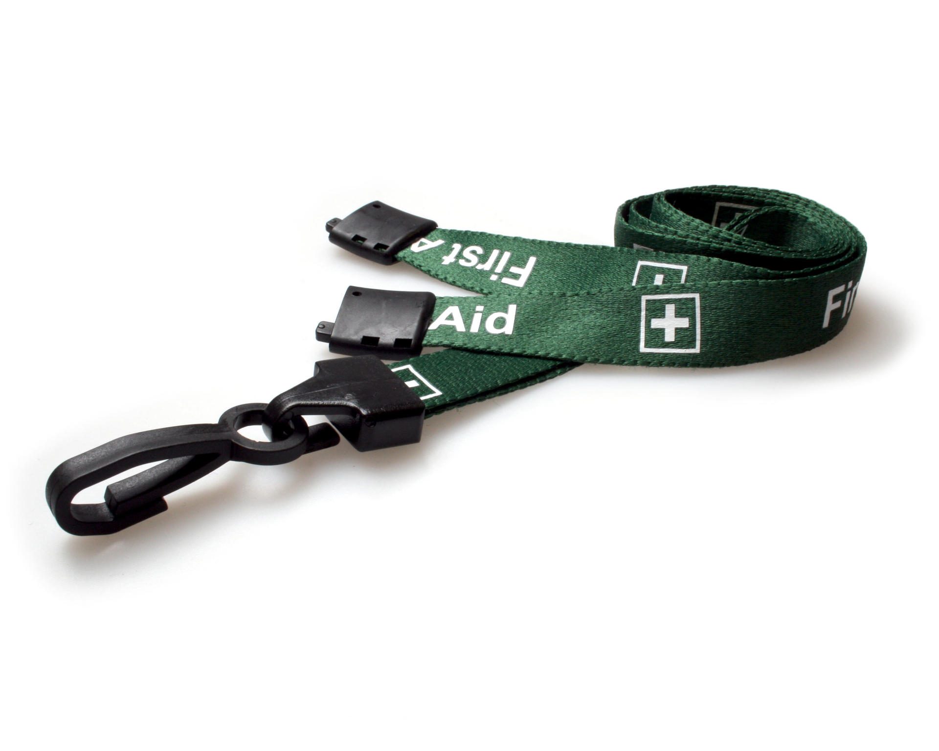 Image of Digital ID 15mm Recycled Green First Aid Lanyards with Plastic J...