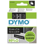Dymo 45021/S0720610 DirectLabel-etikettes white on black 12mm x 7m for Dymo D1 6-12mm/19mm/24mm/9-12mm/9-19mm