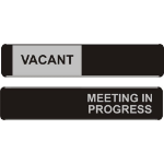 SECO by Stewart Superior SECO Sliding Sign VACANT/MEETING IN PROGRESS Door Sign Brushed Aluminium Composite 255 x 52mm - OF139