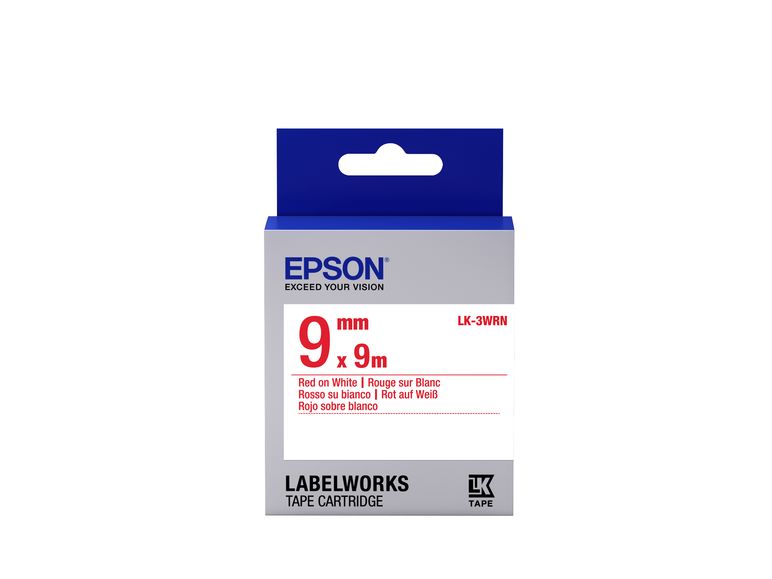 Image of Epson C53S653008/LK-3WRN Ribbon red on white 9mm x 9m for Epson...