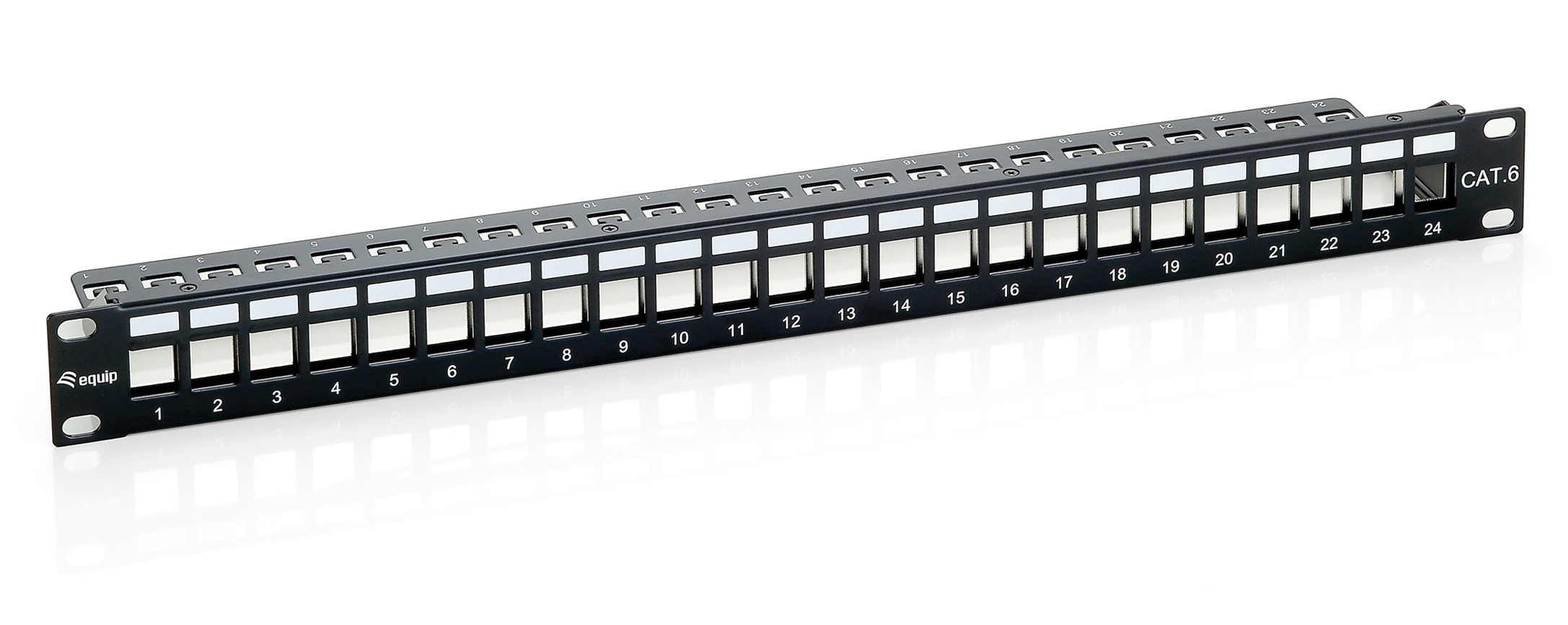 Image of Equip 24-Port Keystone Cat.6 Shielded Patch Panel, Black