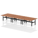 Dynamic Air Back-to-Back W1800 x D800mm Height Adjustable Sit Stand 6 Person Bench Desk With Cable Ports Walnut Finish Black Frame - HA02802 DD