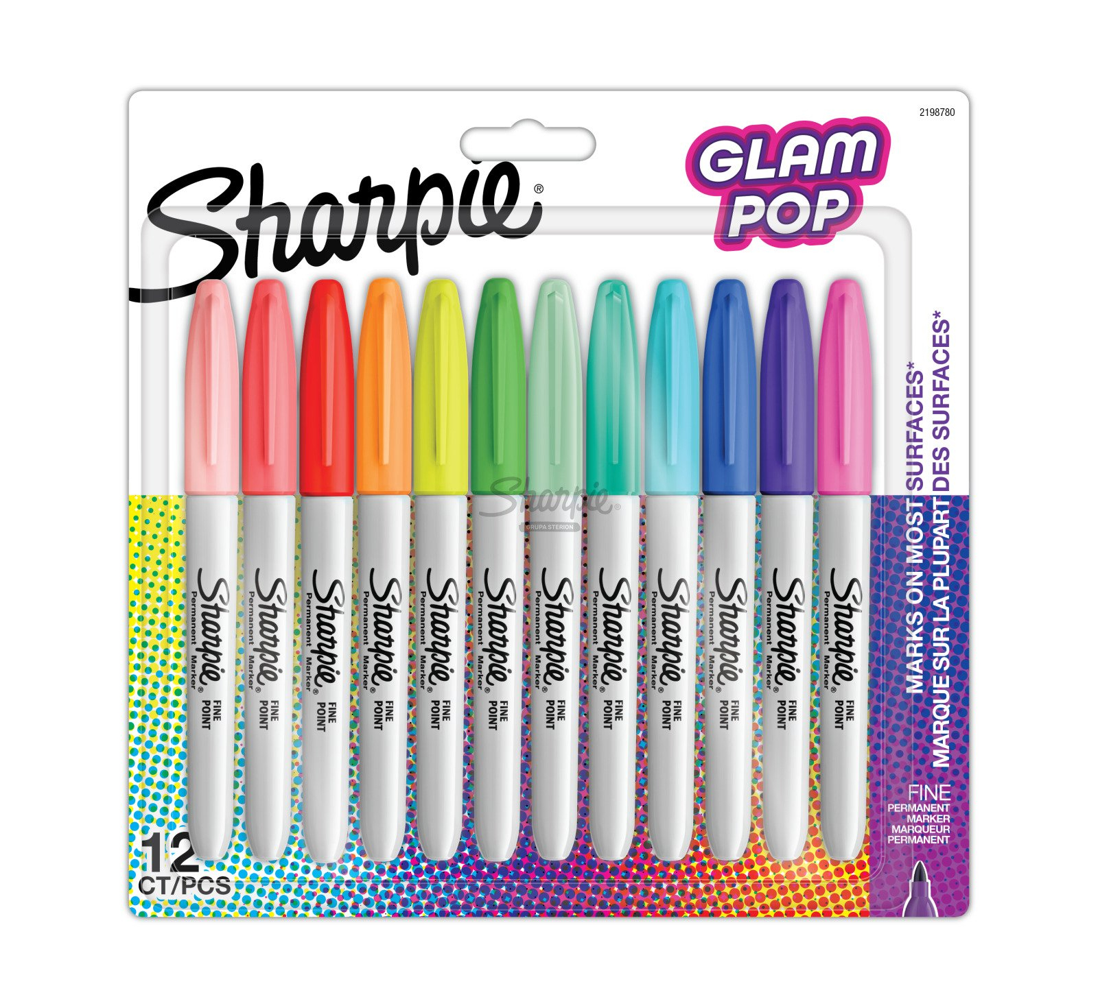 Sharpie 2198780 marker 12 pc(s) Fine tip Blue, Green, Orange, Pink, Purple, Red, Yellow