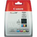 Canon 6509B008/CLI-551 Ink cartridge multi pack Bk,C,M,Y 7ml Pack=4 for Canon Pixma IP 8700/IX 6850/MG 5450/MG 6350/MX 725