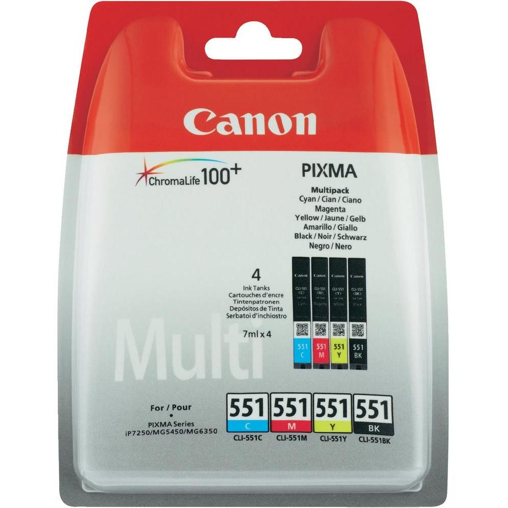Image of Canon 6509B008/CLI-551 Ink cartridge multi pack Bk,C,M,Y 7ml 495pg...