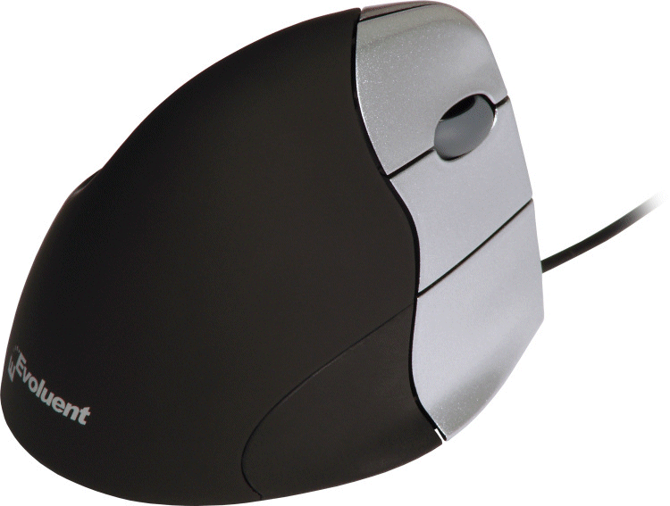 VMOUS3RLHY EVOLUENT An Evoluent product. The RIGHT HANDED Evoluent VerticalMouse 3 is a vertical patented mouse that supports your hand in a relaxed handshake position- and eliminates the arm twisting required by ordinary mice. The mouse also remains steady when you press th
