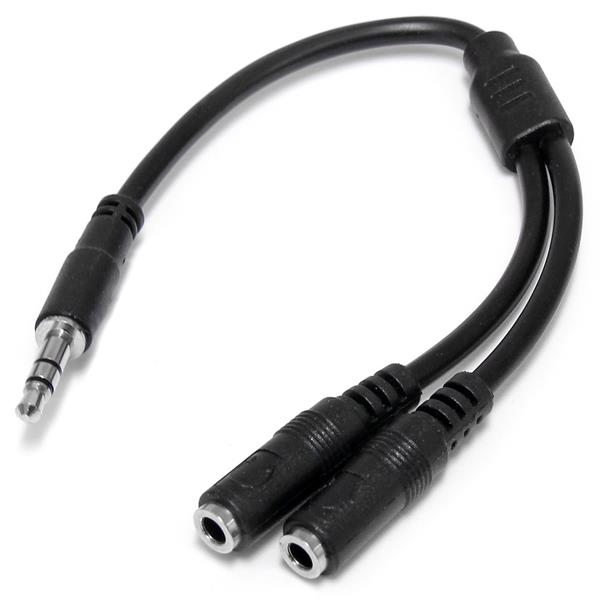 Image of StarTech.com Slim Stereo Splitter Cable - 3.5mm Male to 2x 3.5mm...