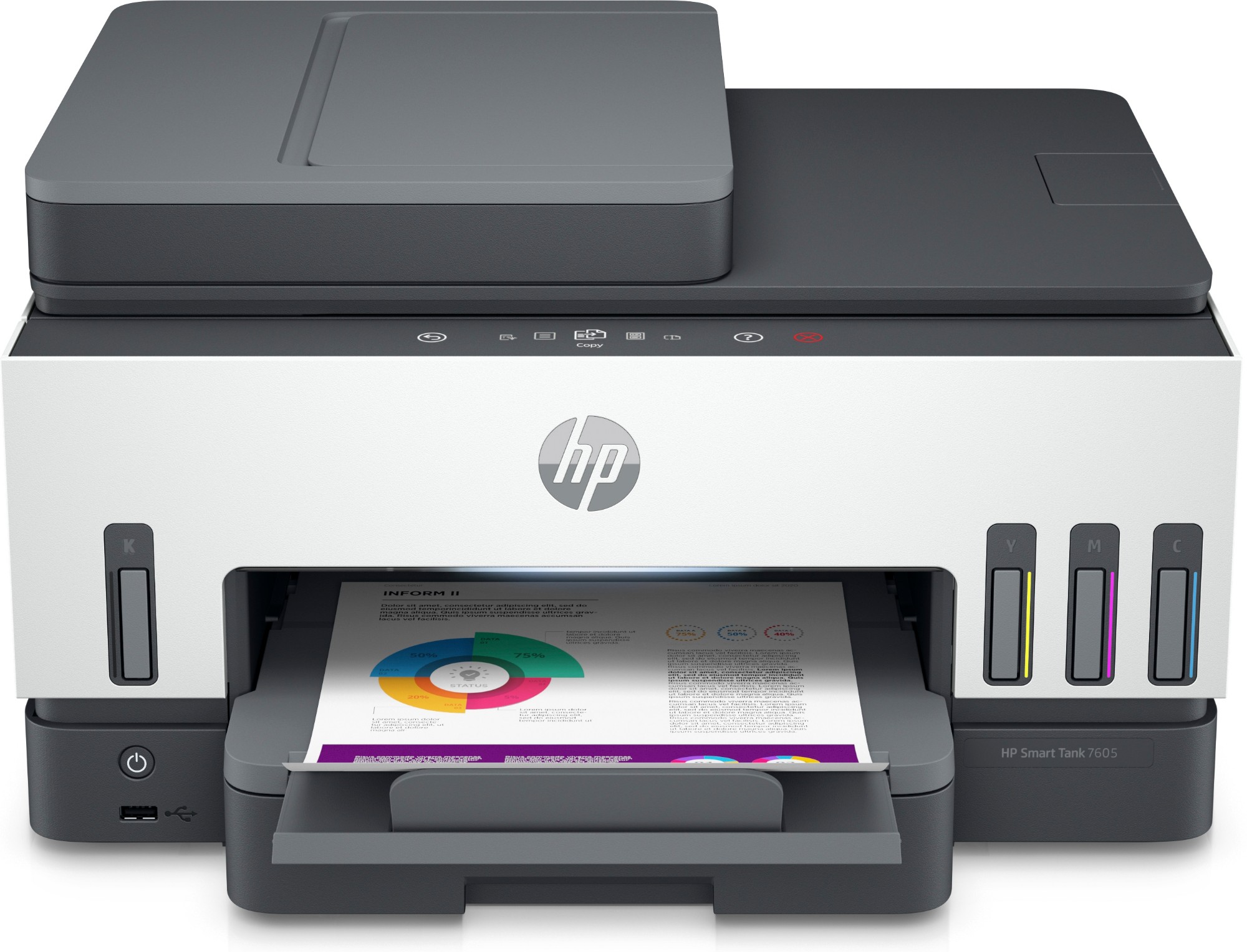HP Smart Tank 7605 All-in-One, Colour, Printer for Home and home office, Print, Copy, Scan, Fax, ADF and Wireless, 35-sheet ADF; Scan to PDF; Two-sided printing