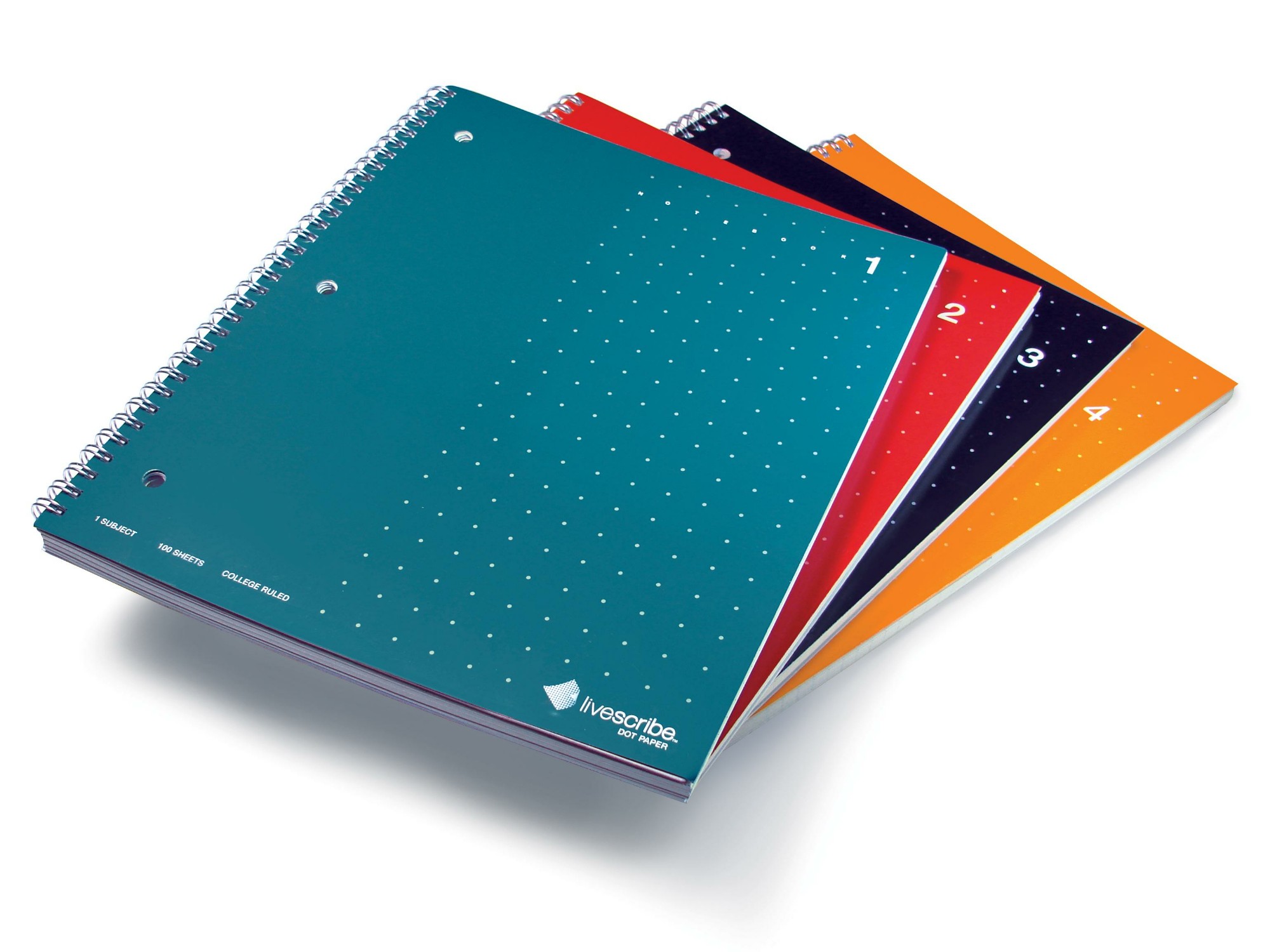 Livescribe ANA00017 writing notebook 100 sheets Black, Blue, Orange, Red