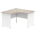 Dynamic Impulse Corner Office Desk W1200 x D1200 x H730mm Panel End Leg Grey Oak Finish White Frame - TT000165 DD