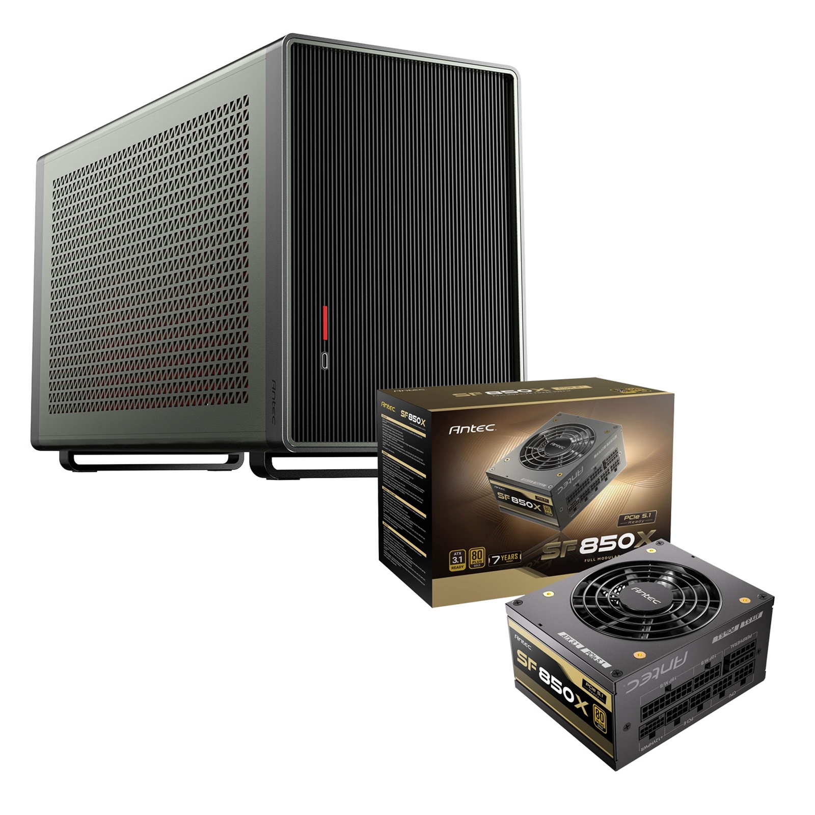 Antec Performance 1M Aventurine Mini Tower Case + SF850X 850W 80 PLUS Gold Fully Modular SFX Power Supply Bundle