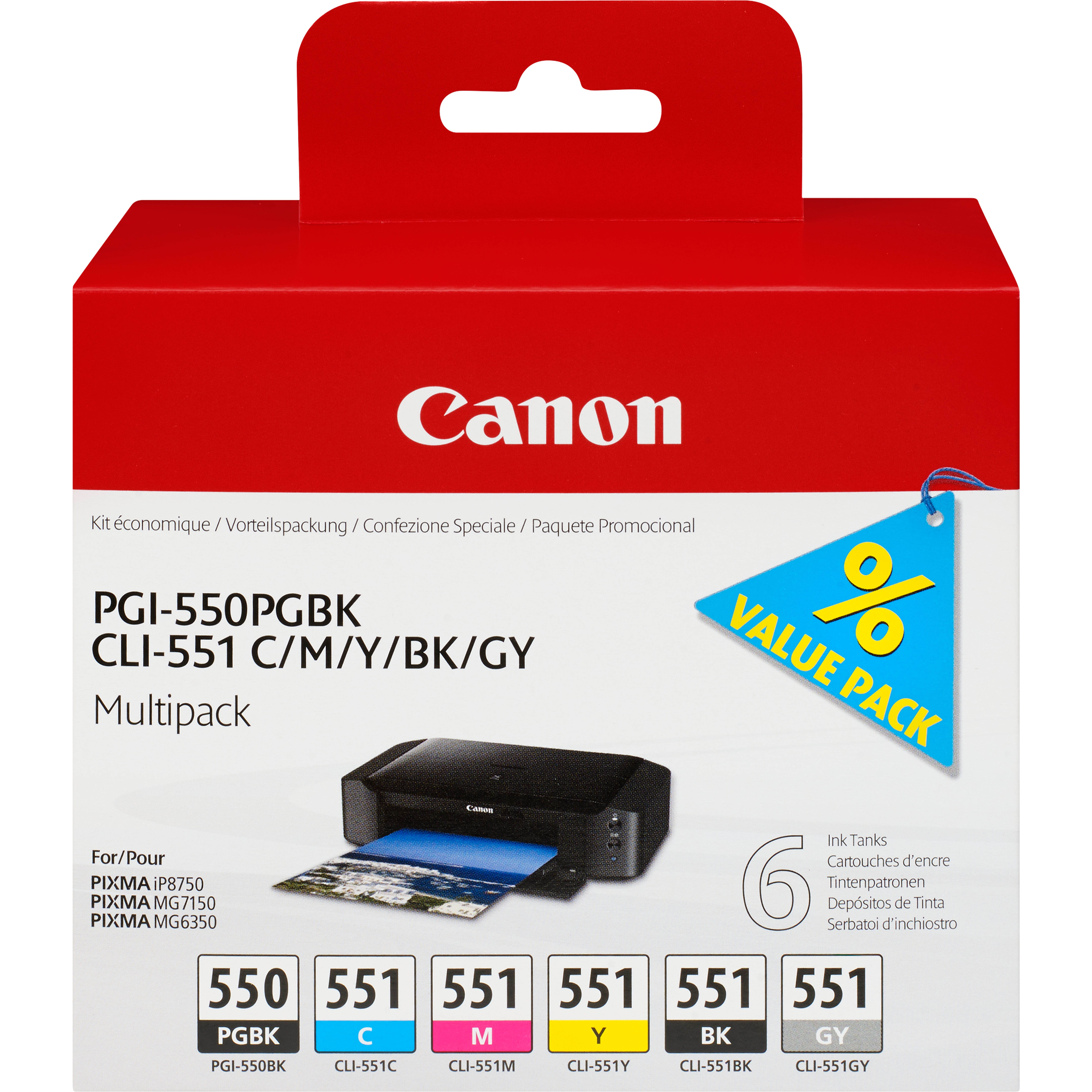 Image of Canon 6496B005/PGI-550CLI-551 Ink cartridge multi pack Bk,C,M,Y,Gy...