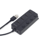 Gembird USB 2.0 powered 4-port hub with switches black USB 2.0 Type-A