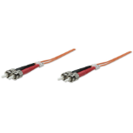 Intellinet Fiber Optic Patch Cable, OM1, ST/ST, 2m, Orange, Duplex, Multimode, 62.5/125 µm, LSZH, Fibre, Lifetime Warranty, Polybag