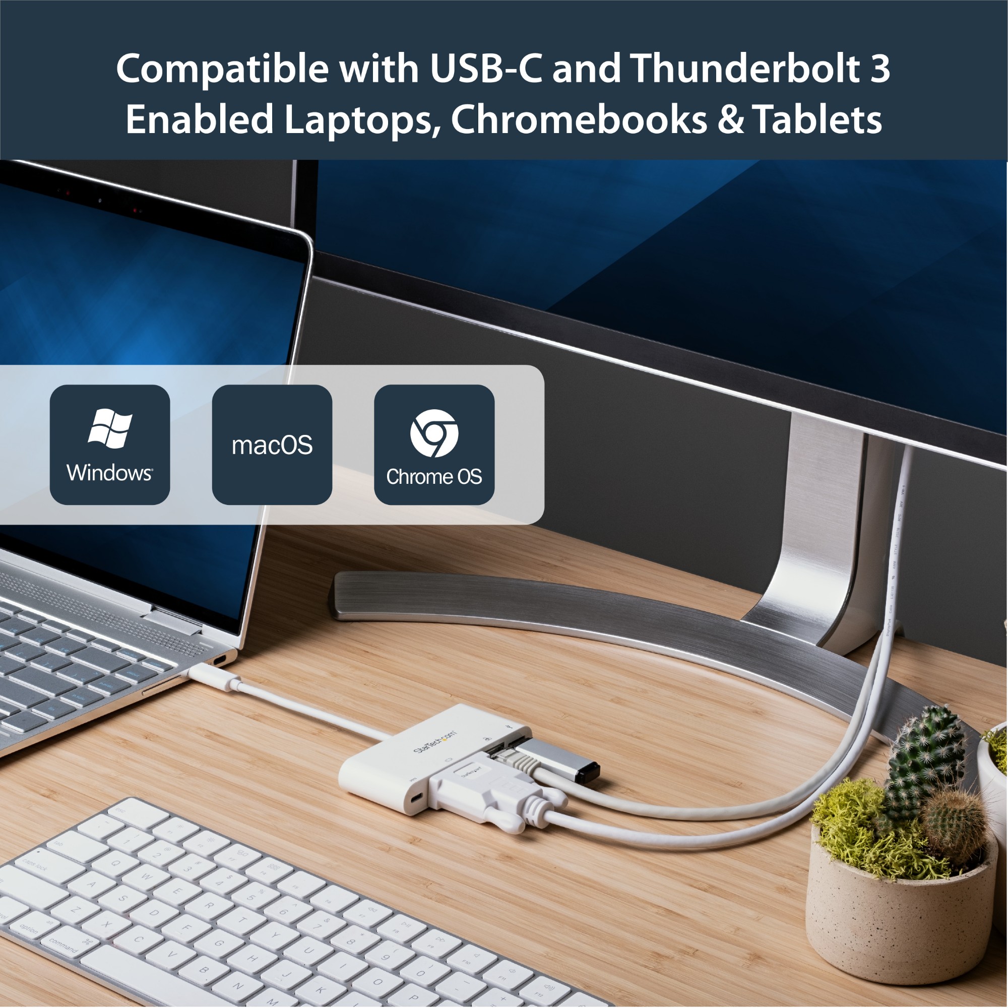 StarTech.com USB C Multiport Adapter - USB-C to DVI-D (Digital) Video Adapter with 60W Power Delivery Passthrough Charging, GbE, USB-A - Portable USB Type-C/Thunderbolt 3 Mini Laptop Dock