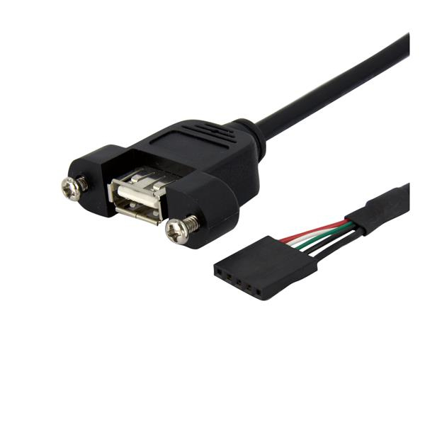 Image of StarTech.com 3 ft Panel Mount USB Cable - USB A to Motherboard...