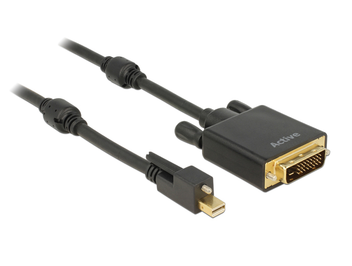 EU Product - Mini DisplayPort with screw to DVI male Cable 4K, Active, 1m - Black thumbnail