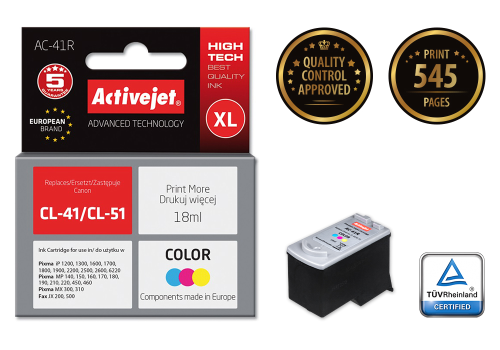 Activejet AC-41R ink (replacement for Canon CL-41/CL-51; Premium;18 ml; color)