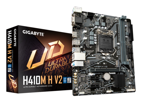 GIGABYTE H410M H V2 Motherboard - Supports Intel Core 10th CPUs, up to 2933MHz DDR4 (OC), 1xPCIe 3.0 M.2, GbE LAN, USB 3.2 Gen 1