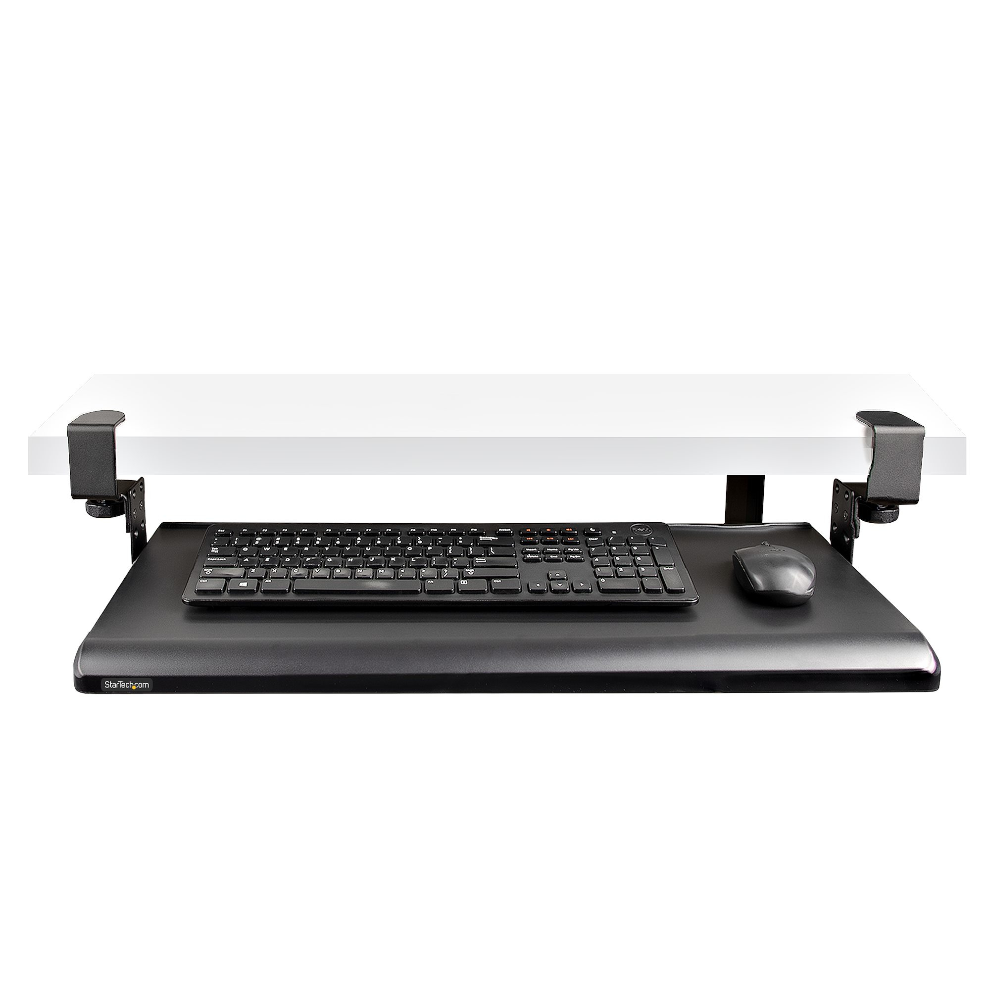 StarTech-com-Under-Desk-Keyboard-Tray--Clamp-on-Ergonomic-Keyboard-Holder--Up-to-12kg--26-5lb---Sliding-Keyboard-and-Mouse-Drawer-with-C-Clamps--Height-Adjustable-Keyboard-Tray--3-9-4-7-5-5-in-