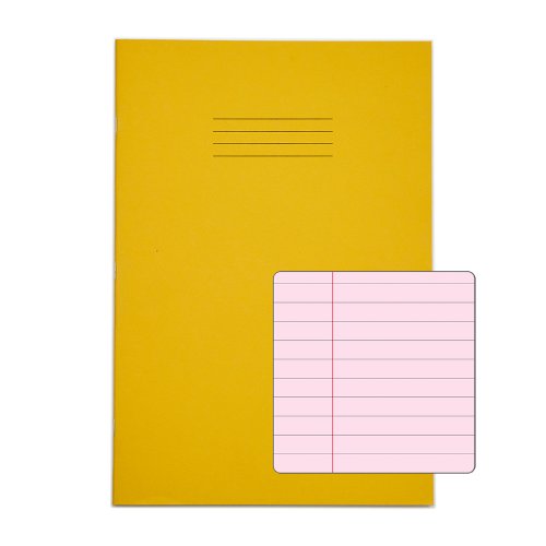 Image of Rhino A4 Special Exercise Book 48 Page, Yellow with Tinted Pink...