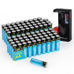 Maplin 80x AA LR6 1.5V Alkaline Batteries 7 Year Shelf Life High Performance including Battery Tester