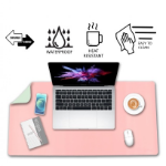 Deflecto Faux Leather Double Sided Heat-Resistant Double-Sided Desk Mat 80x40cm Dual Colour Pastel Peppermint & Pink