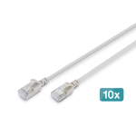 Digitus CAT 6A F-FTP Slim patch cord, 0.3m, gray, 10 pieces