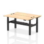 Dynamic Air Back-to-Back W1600 x D600mm Height Adjustable Sit Stand 2 Person Bench Desk With Cable Ports Maple Finish Black Frame - HA02190 DD