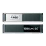 SECO by Stewart Superior SECO Sliding Sign FREE/ENGAGED Door Sign Brushed Aluminium Composite 255 x 52mm - OF135