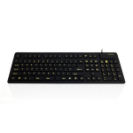 Ceratech Accuratus WP127 V2 - USB & PS/2 Full Size Sealed Flexible / Roll-up Silicone Multimedia Computer Keyboard with High Visibility Key Legends.