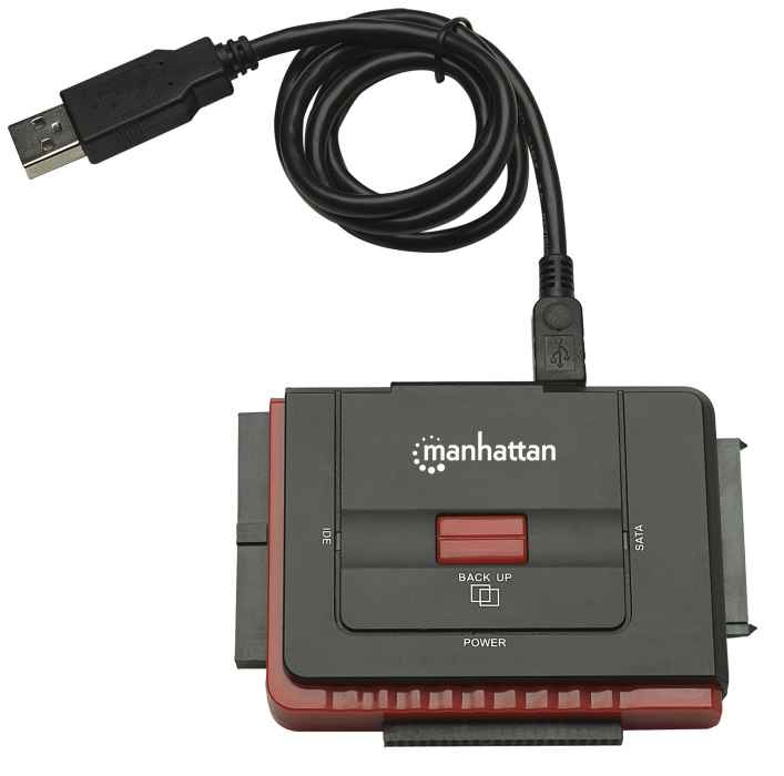 Image of Manhattan USB-A to SATA/IDE Adapter Cable, 3-in-1 with One-Touch...