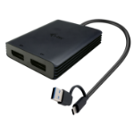 i-tec CADUAL4KDP videokabeladapter 0,27 m USB Type-A/USB Type-C 2 x DisplayPort Svart