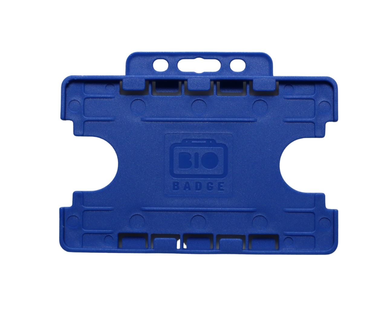 BioBadge Blue Dual-Sided BIOBADGE Open Faced ID Card Holders - Landscape (Pack of 100)