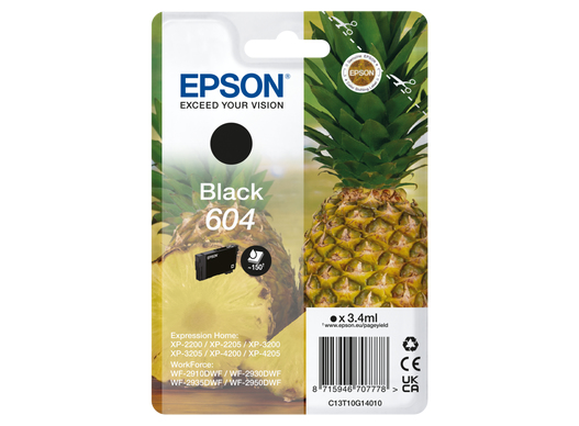 Image of Epson C13T10G14010/604 Ink cartridge black, 150 pages 3,4ml for...
