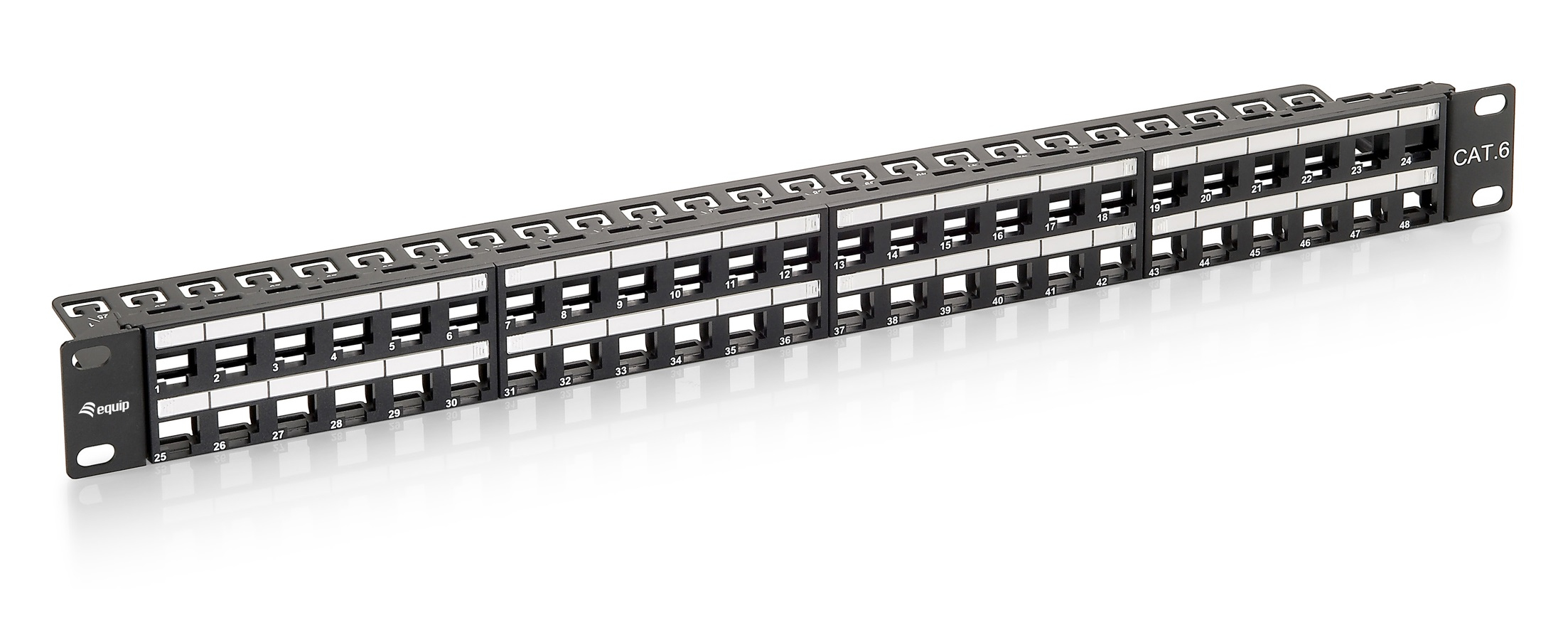 Image of Equip 48-Port Keystone Cat.6 Unshielded Patch Panel, Black